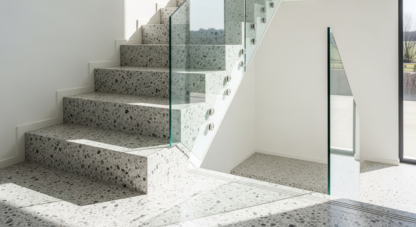 Modern İç Mekanlarda L Basamak Terrazzo Merdiven Uygulaması Avantajları