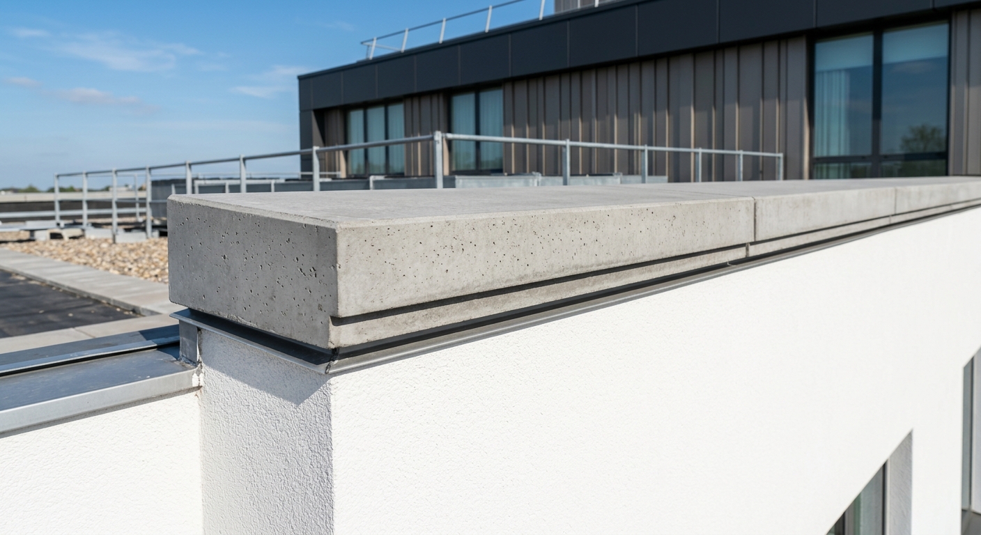 Preventing Facade Staining: Drip Edge Precast Coping and Waterproofing